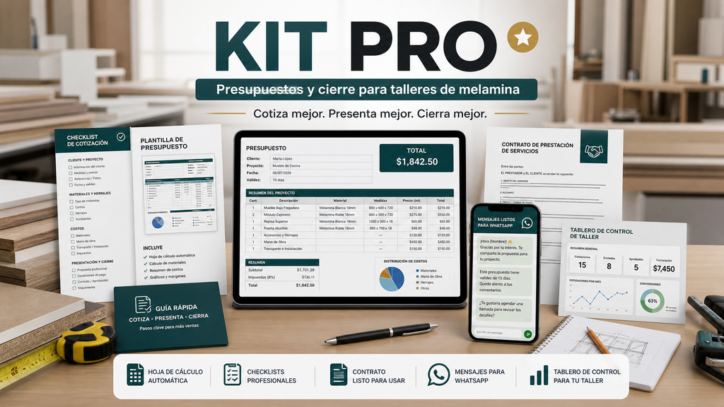 Kit Pro de Presupuestos y Cierre para Talleres de Melamina